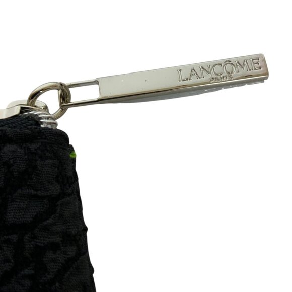 Lancome Paris Textured Rose Pattern Black Makeup Bag Red Satin Lining - Picture 4 of 4